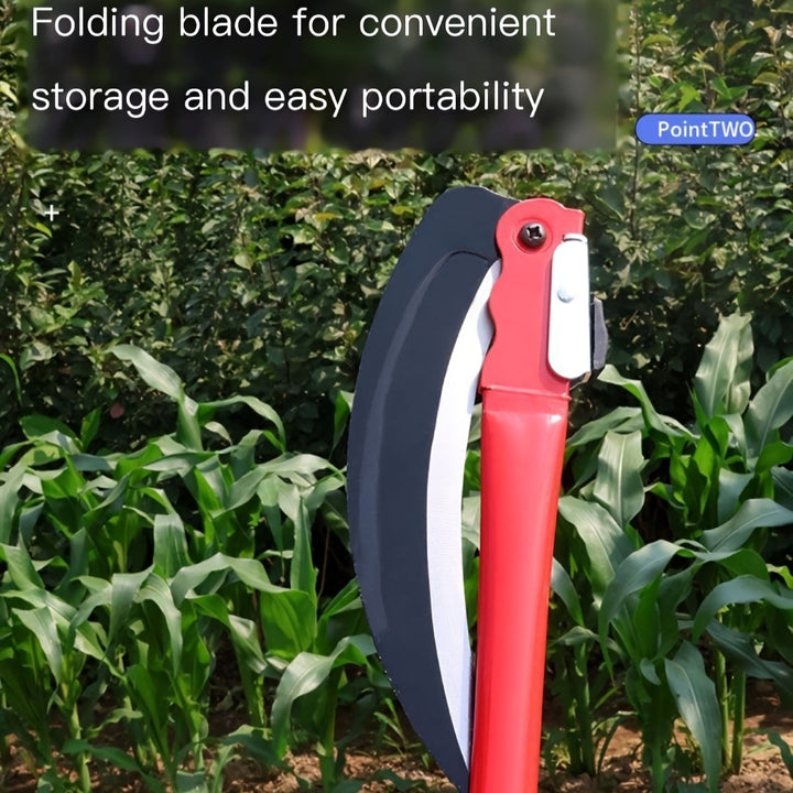 Tijeras de jardín plegables portátiles de metal de alta resistencia - Mango ergonómico rojo y negro para césped, jardín, trigo, arroz, corte y cosecha de granos de trigo, tijeras de jardín plegables, diseño ergonómico, construcción sólida