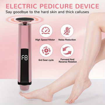Exfoliador Eléctrico de Pies y Lijadora de Uñas Recargable - Dispositivo de Pedicura con Batería de Litio de Larga Duración, Sin Fragancia, USB, para Hogar, Viajes o Salón - Herramienta Profesional de Cuidado de Uñas, Diseño Elegante, Construcción de Alt