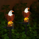 Pack de 2 reflectores solares con diseño de águila, luces decorativas para exteriores en ABS pulido, acentos de cristal LED de bajo consumo, montaje semiempotrado, control con sensor de luz, base B15d, carga solar de 600mAh, ideal para jardín, césped, pa