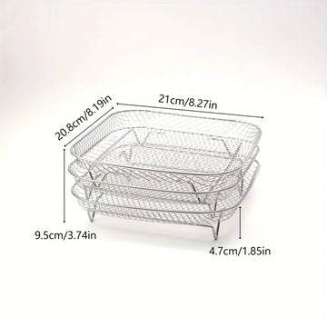 Red de Parrilla de Acero Inoxidable con Pies, Cesta de Parrilla para Freidora de Aire y Horno, Accesorios para Hornear y Secar, Drenaje de Parrilla