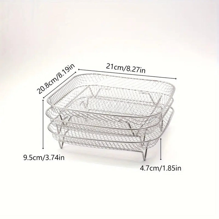 Red de Parrilla de Acero Inoxidable con Pies, Cesta de Parrilla para Freidora de Aire y Horno, Accesorios para Hornear y Secar, Drenaje de Parrilla