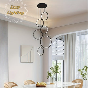 Lámpara de techo LED de lujo EZOS - Brillo ajustable, construcción de metal, ideal para comedores, cafés, gimnasios y áreas de fiesta, iluminación de 3 niveles, cableado, 110V-240V, EZOS