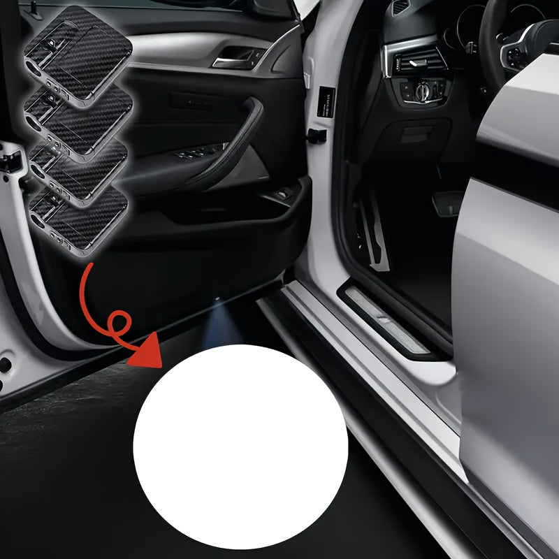 Luces de bienvenida para motocicletas, conjunto de 4 piezas, luces de bienvenida para puertas de vehículos, proyección universal sin batería, accesorios para vehículos, equipo de luces de bienvenida universal.