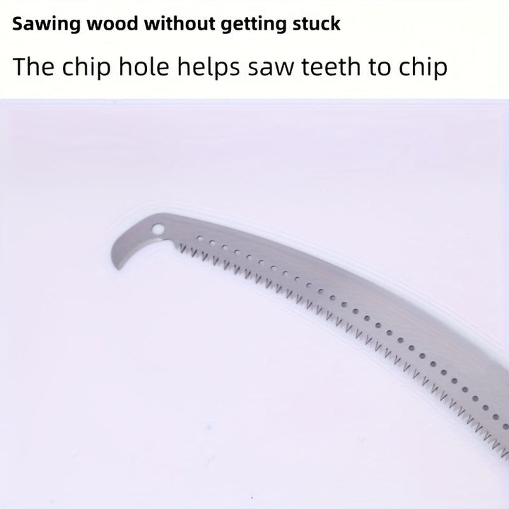 Sierra de Poda de Alta Resistencia con Mango Ergonómico - Hoja Curva Dentada para Cortar Ramas de Forma Eficiente, Construcción Metálica, Diseño Naranja y Negro, Ideal para Recorte en Altitudes Altas y Mantenimiento de Jardines, Sierras de Palo para Poda