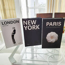 Juego de 3 libros decorativos de imitación en tapa dura, material de papel, estilo plegable, fácil de armar, ideal para decoración moderna en sala y dormitorio, uso en interiores y exteriores, no requiere electricidad, accesorios para fotografía