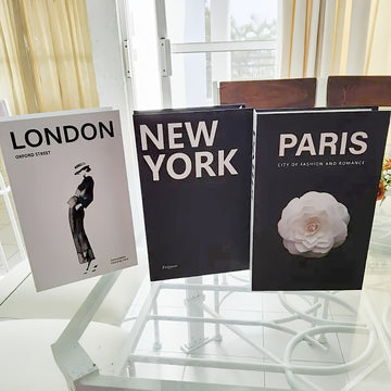 Juego de 3 libros decorativos de imitación en tapa dura, material de papel, estilo plegable, fácil de armar, ideal para decoración moderna en sala y dormitorio, uso en interiores y exteriores, no requiere electricidad, accesorios para fotografía