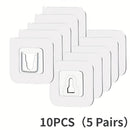 10 unidades/5 pares - 20 unidades/10 pares de ganchos adhesivos potentes sin rastro, sin taladro, multifuncionales para baño y cocina, ganchos adhesivos impermeables para hogar para baño, cocina, almacenamiento de dormitorio, ganchos de utilidad