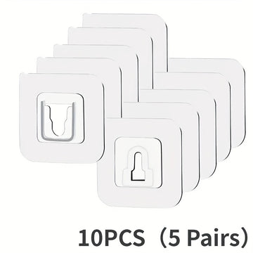 10 unidades/5 pares - 20 unidades/10 pares de ganchos adhesivos potentes sin rastro, sin taladro, multifuncionales para baño y cocina, ganchos adhesivos impermeables para hogar para baño, cocina, almacenamiento de dormitorio, ganchos de utilidad