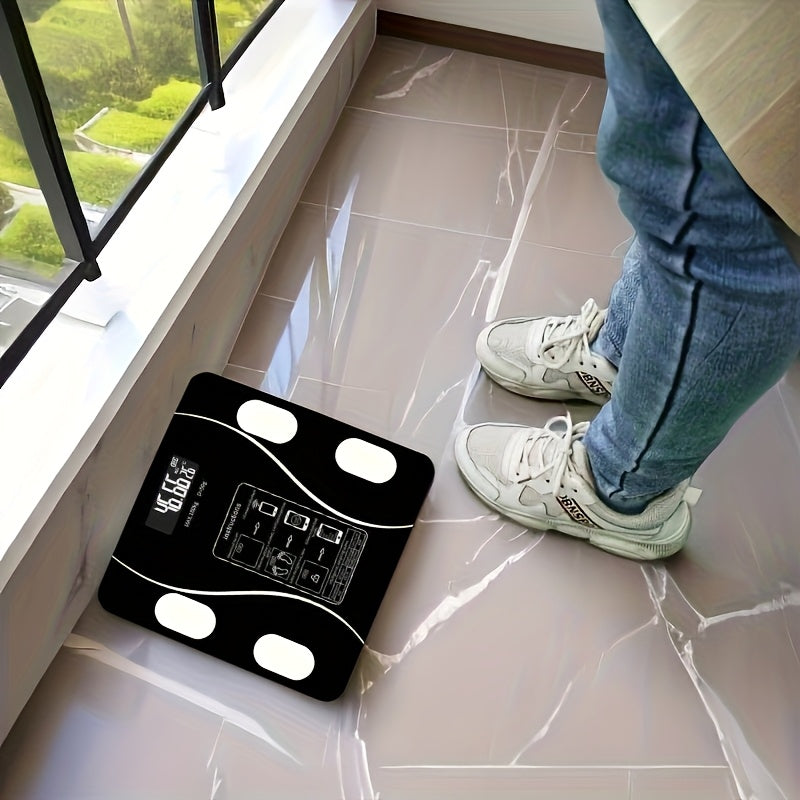1pc Myvision Báscula Digital Inteligente para Baño, Negro, Inalámbrica, Pesaje de Precisión, Pantalla LCD, Plástico, Alimentada por Batería AAA, No Recargable, con Batería AAA, para Uso Doméstico y Comercial