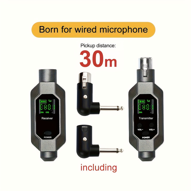 Sistema de Micrófono Inalámbrico Heikuding XLR - Transmisor y Receptor Recargables con Carga USB, Compatible con Micrófonos Dinámicos, Mezcladores de Audio, Guitarras Eléctricas y Bajos