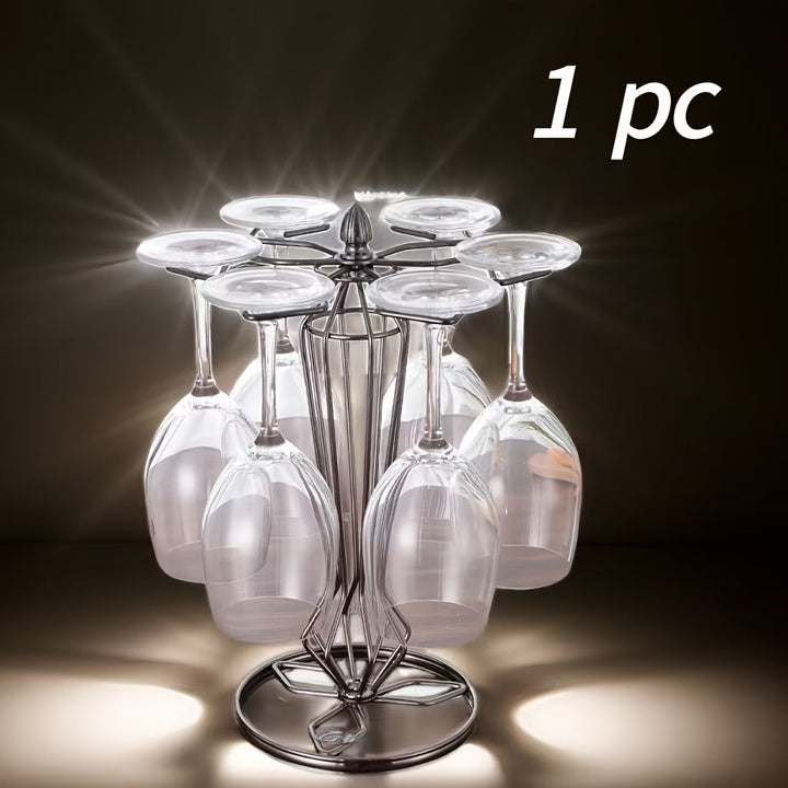 Un soporte de vidrio creativo de estilo europeo, un soporte de vidrio colgante de hierro para el hogar, un soporte de exhibición para vasos de alta estaca, adecuado para bares en el hogar y como decoración para botellas en el salón.