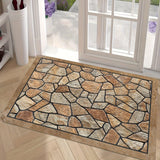 Tapete de área con patrón de piedra rústica - Rectangular, antideslizante, lavable en máquina, tapete de poliéster para el hogar, baño y decoración de granja, baño