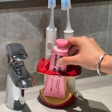 Portacepillos y vaso con forma de manzana innovador, opciones de tres o cuatro agujeros, versátil para el hogar, duradero y resistente
