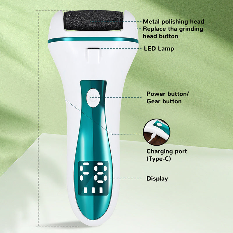 Extracción de pies portátil USB recargable - Herramienta de extracción de luz muerta de alta capacidad beige con pantalla digital, diseño compacto y seguro para pies, manos, extracción de pies, dispositivo elegante, plástico duradero