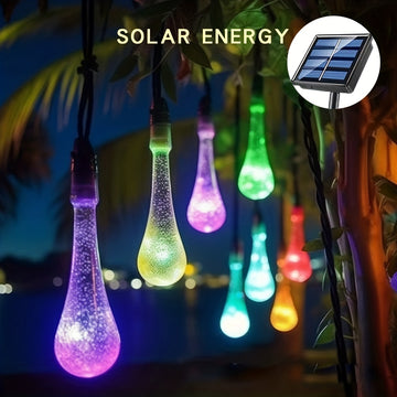 Tira de luces LED solar de 5 metros con 20 luces, burbujas de agua, 8 modos, decoración festiva para Navidad, bodas y actividades en courtyard, 1 tira, 5 metros 20 luces