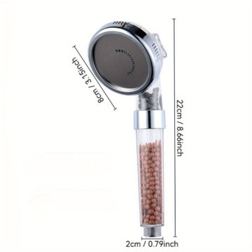 1 pieza de cabeza de ducha de alta presión con sistema de filtración, cabeza de ducha portátil universal de ABS, 3 modos ajustables para luz seca beige y cabello, con agua alcalina ionizada.