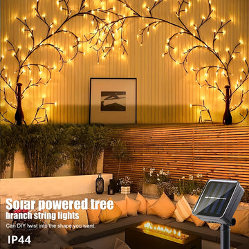 Luces Navideñas Solares de 1 pieza, Luces Flexibles de Vid Suelta para Halloween, Luz de Árbol de Abedul Blanco, Decoración de Árbol de Ratán de 8 Módulos, Luz Exterior para Jardín Hogar Sala de Estar Camping, Fiesta Cumpleaños Ramadán Tira de Luz Extern
