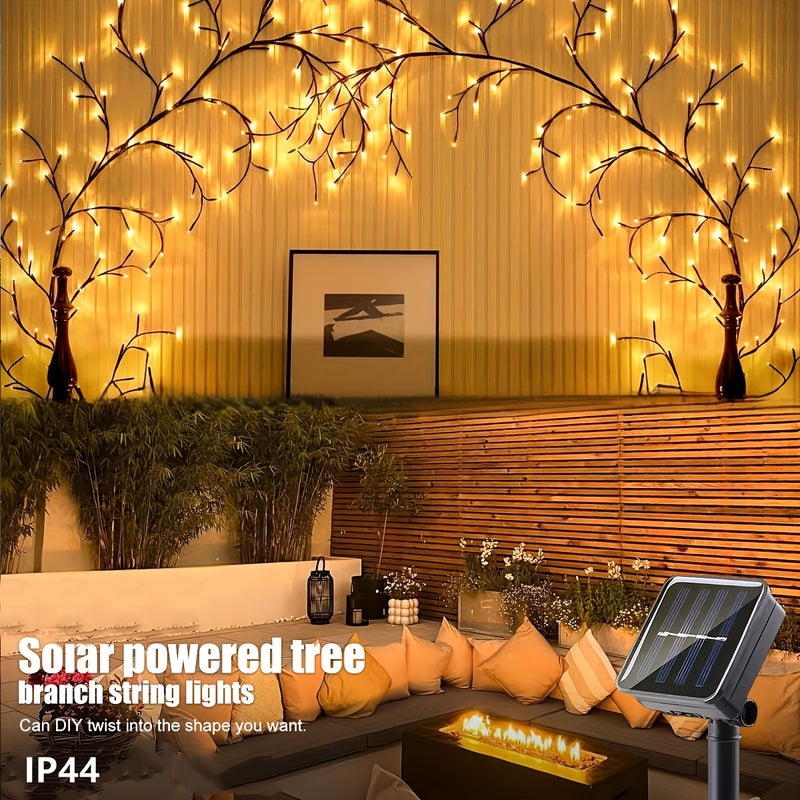 Luces Navideñas Solares de 1 pieza, Luces Flexibles de Vid Suelta para Halloween, Luz de Árbol de Abedul Blanco, Decoración de Árbol de Ratán de 8 Módulos, Luz Exterior para Jardín Hogar Sala de Estar Camping, Fiesta Cumpleaños Ramadán Tira de Luz Extern