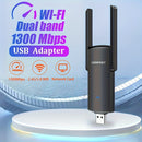 Adaptador WiFi USB de Doble Banda 1300Mbps 2.4G/5.8GHz, Tarjeta de Red Inalámbrica con Soporte 802.11AX para Portátiles/Computadoras de Escritorio/Dispositivos de Internet, Actualización de Wifi para Portátiles | Tarjeta Wifi Moderna | Conexión Estable