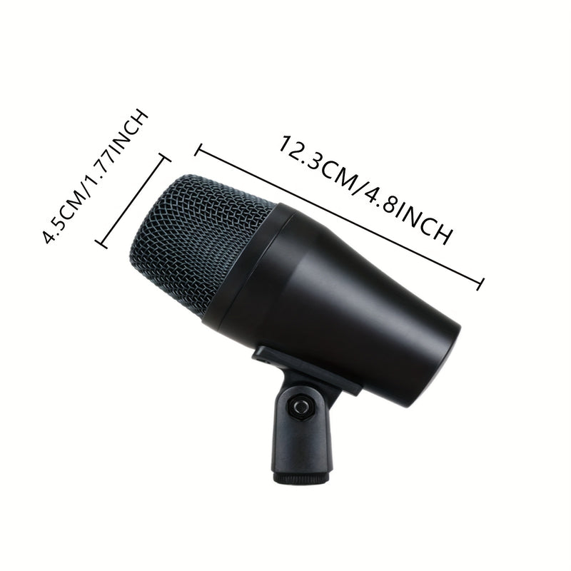 Micrófono Premium para Bajo con Montura de Clip - Alimentado por USB, Conector XLR para Instrumentos de Baja Frecuencia y Actuaciones En Vivo, Aleación de Aluminio Negra