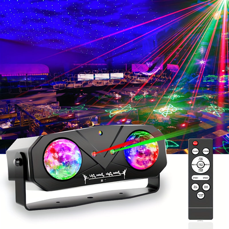 1 bola mágica LED dual con luz láser atmosférica parpadeante para fiestas, clubes, KTV, baile y celebraciones navideñas, lámpara de escenario segura y fácil de instalar