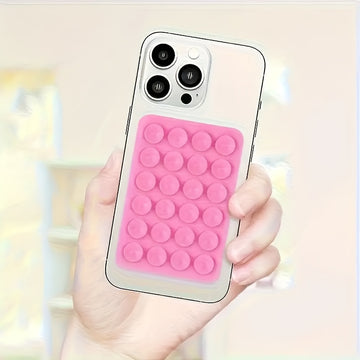 1pc Soporte para Teléfono con Ventosa de Silicona - Adhesivo Doble Cara con Mayor Succión, Parachoques Rosa Vibrante para Selfies/Vídeos Manos Libres, Compatible con Todos los Smartphones, Regalo Ideal, Agarre Divertido, Accesorio para Grabación de Vídeo