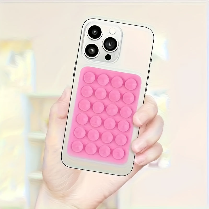 1pc Soporte para Teléfono con Ventosa de Silicona - Adhesivo Doble Cara con Mayor Succión, Parachoques Rosa Vibrante para Selfies/Vídeos Manos Libres, Compatible con Todos los Smartphones, Regalo Ideal, Agarre Divertido, Accesorio para Grabación de Vídeo