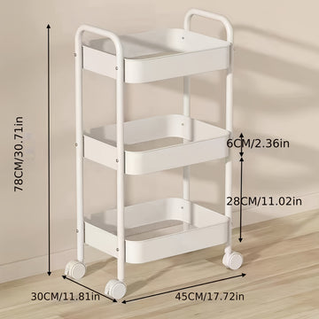 Carrito de Almacenamiento Metálico de 2 Niveles con Ruedas – Organizador Duradero para Cocina, Baño y Dormitorio – Rosa, Blanco, Azul, Amarillo – Perfecto para Comestibles, Snacks y Artículos Esenciales del Hogar, Organizador de Casa|Carrito de Pie|Rueda