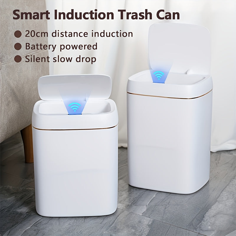 Bote de Basura Inteligente de 1 Pieza con Sensor Infrarrojo, Capacidad de 12L/14L, Alimentado por Batería (Requiere 2 Pilas AA, No Incluidas), Funcionamiento Silencioso, Ideal para Uso en Hogar, Oficina y Escuela, Cubo de Residuos Escolares | Estilo de T