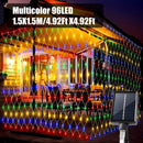 Luz de malla solar IP44 - 8 patrones, luces de cadena LED amarillas para jardín, patio, techo, balcón, árbol de Navidad, centro comercial, ideal para Halloween, Navidad, bodas y fiestas, alimentado por energía solar con batería de litio, luces de camping