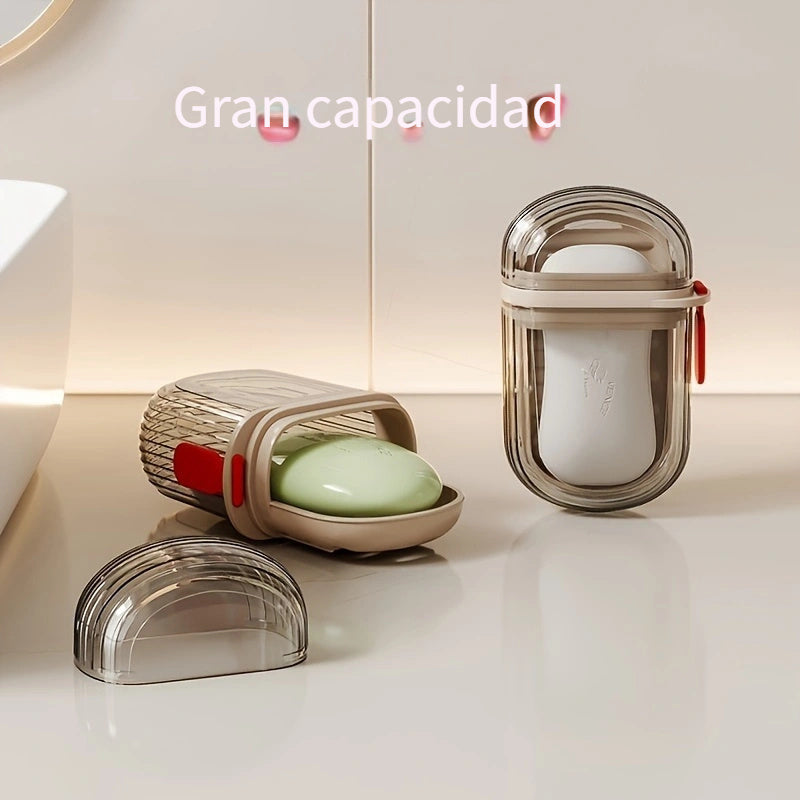 1 caja portátil para jabón con tapa hermética, ideal para viajes de negocios, campamentos y actividades al aire libre, fácil de transportar y almacenar