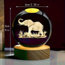 Esfera de cristal con elefante en 3D tallada por láser y base de madera para luz nocturna, regalo de cumpleaños para novia, padres y amigos, Navidad, Día de San Valentín, recuerdo festivo, decoración del hogar