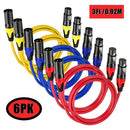 6 cables de micrófono XLR de 3 pies - Negro, conexiones de audio balanceadas de 3 pines para altavoces, mezcladores e iluminación de escenario, cables de equipo de sonido profesional | Equipo de audio profesional | Construcción de cable duradera, accesor