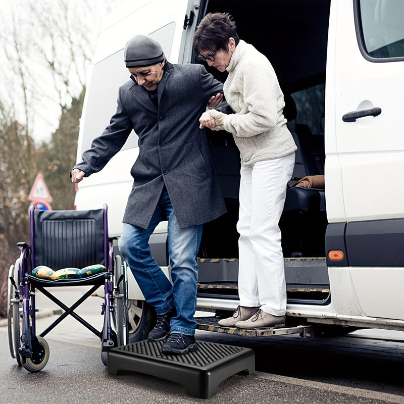 Escalera de movilidad para adultos y mayores - Plataforma antideslizante para interiores y exteriores, plataforma portátil, escalón de seguridad para coche, cama, oficina, ducha, escaleras - Negro Gris