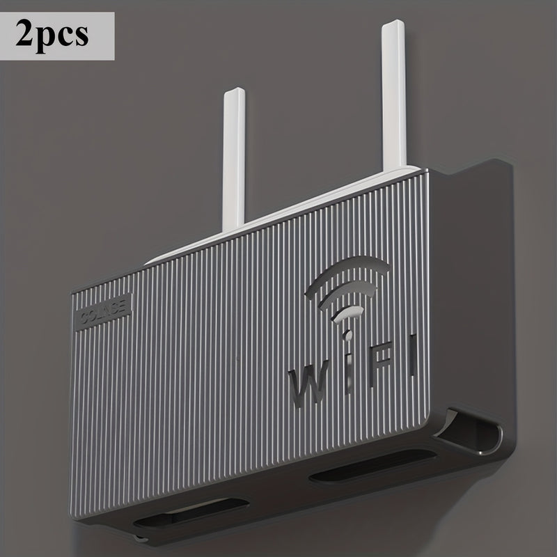 2 piezas de caja de almacenamiento para router WiFi con diseño de doble banda, soporte de 4K y puertos de red Ethernet de doble gigabit - Organizador de pared para sala de estar, dormitorio, oficina en casa - Material PP duradero, router para Internet en