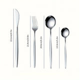 1 Juego De 16 Piezas, Cubiertos Portugueses De Acero Inoxidable, Incluye Cuchillos, Tenedores, Cucharas Y Cucharas De Postre Para 4, Ideal Para Fiestas Y Uso Diario