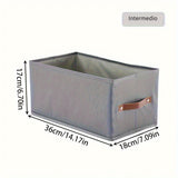 1pc Caja de Almacenamiento de Tela Oxford Moderna con Asa de Cuero Sintético Mejorada, Rectangular, Multiusos, Organizador de Ropa para el Hogar - Perfecto para la Organización de Armarios de Temporada, Almacenamiento Debajo de la Cama para Invierno/Prim
