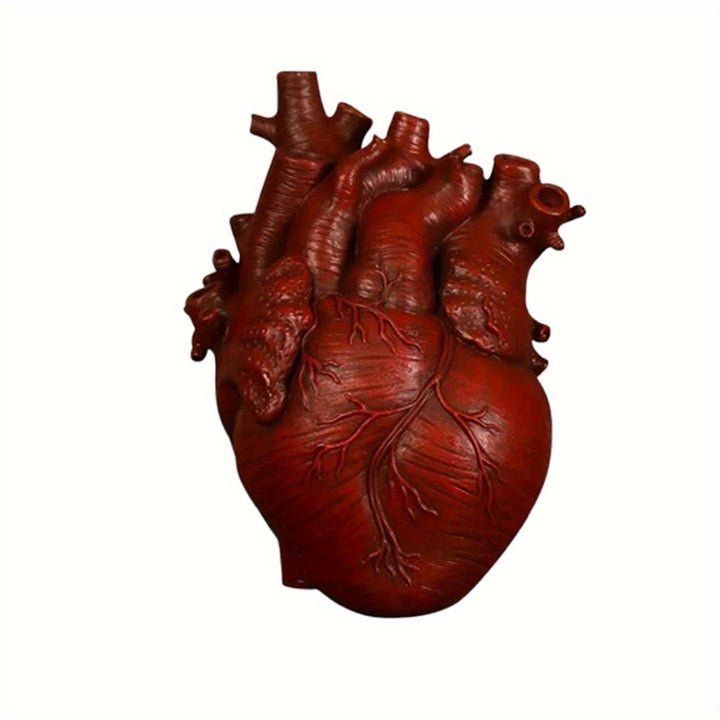 1 pieza, jarrón de resina única en forma de corazón con rosas rojas - Estilo de arte nórdico moderno, jarrón decorativo, adecuado para el hogar, bodas o decoración de mesa.