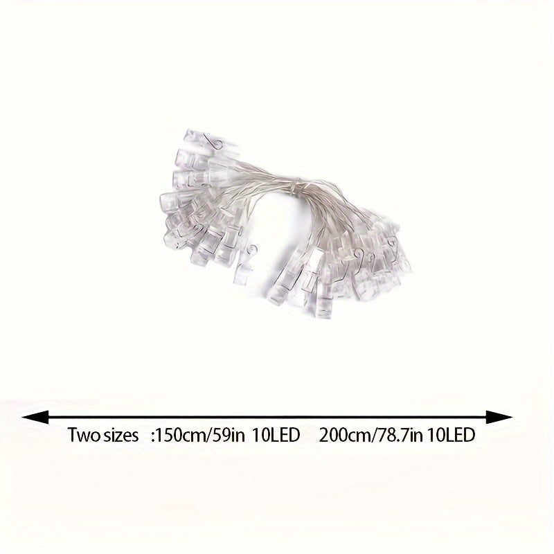 1 juego de luces decorativas de 1.5 m/2 m con clips para fotos, luces de hadas a pilas, luz cálida para dormitorio, pared, patio, fiestas de Halloween, Navidad, bodas y Ramadán