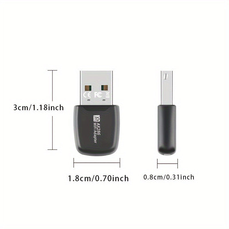Adaptador sin varillas WiFi6 USB de 286Mbps, adaptador LAN sin varillas para portátil y escritorio, 2.4Hz, compatible con protocolo 802.11ax, penetración fuerte en 2.4GHz, transmisión más lejana, mejor cobertura, rendimiento óptimo en paredes, solo compa