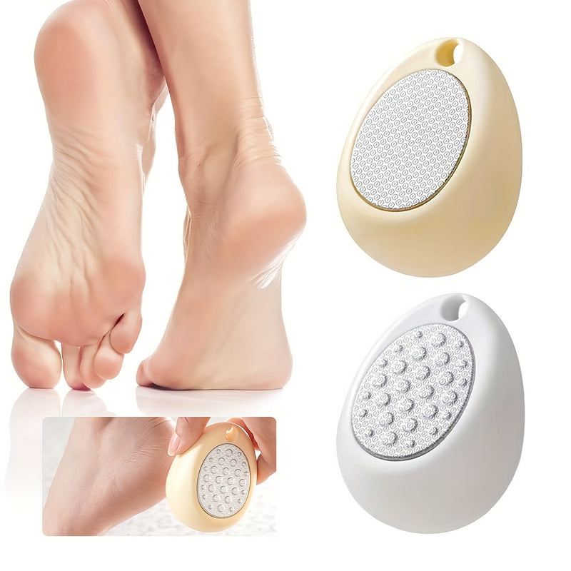 1 Pieza Lima de Pies Ovalada Doble Cara de Acero Inoxidable - Eliminador Manual y Portátil de Cutículas Beige, Herramienta Reutilizable para Cuidado de Pies sin Alcohol ni Batería, para Hombres y Mujeres