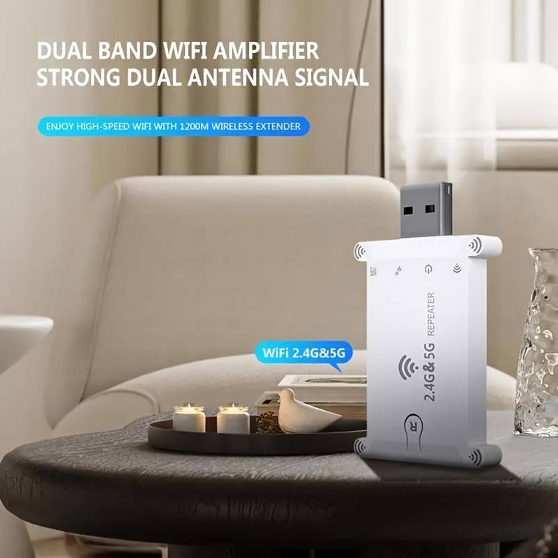Extensor de Wi-Fi Mejorado por OEKE de 1200Mbps - Cobertura de Señal Superior, Desplazamiento Sin Interrupciones, Conectar y Usar, ¡Amplíe Fácilmente su Red Inalámbrica!