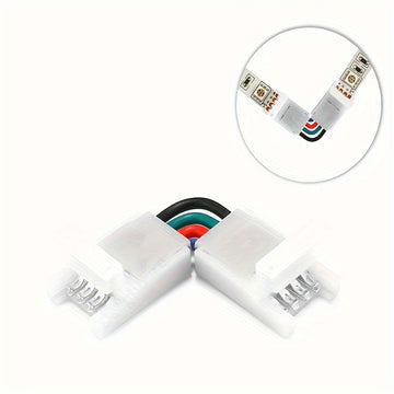 Conectores en L de Esquina Ajustables de 90 Grados de 4 Pines para Tiras de LED RGB 5050 de 10mm de Ancho Conexión sin Soldadura con Clip
