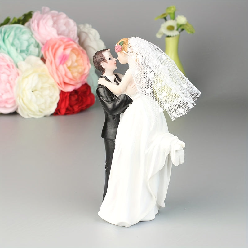Decoración de pastel de boda elegante - Figura de resina de novia y novio, diseño estereoscópico 3D, perfecto para decoraciones de fiesta de boda, exhibición romántica de mesa, decoración de boda de pareja