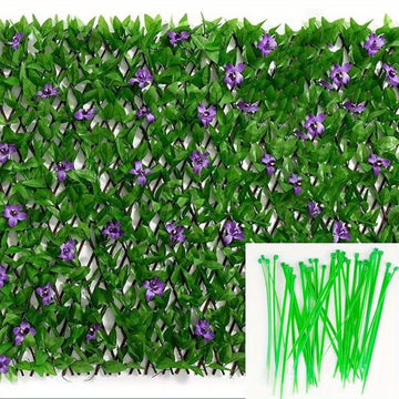 Juego de Pantalla Decorativa para Patio Cuatro Estaciones - Incluye 20 Ataduras para Fijación Segura, Expandible y Sin Mantenimiento | Hiedra Artificial Anti-Moho e Insectos + Orquídea Falsa en PVC Resistente a los Rayos UV | 40cm*200cm | Ideal para Pati