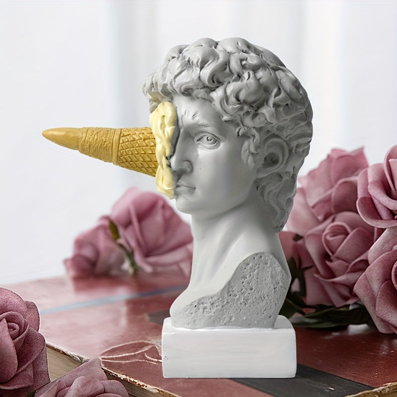 1pc, Escultura de David en helado amarillo, decoración de escritorio moderna y simple para dormitorio, sala de estar y entrada europea