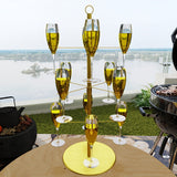 1pc Elegante Estante de Metal para Copas, Acabado en Esmalte, Estante Colgante para Copas de Champán y Vino, Organizador de Almacenamiento de Vajilla para Decoración del Hogar, Bodas, Exhibición de Banquetes, Artesanía de Hierro, Pata Alta