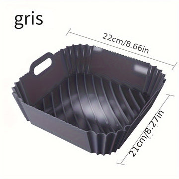1pc Almohadilla de silicona cuadrada para freidora de aire, multifuncional 3D superficie lisa diseño de ranura lineal cuadrada reutilizable bandeja para hornear antiadherente de alta temperatura, Kitche Eid Al-Adha Mubarak