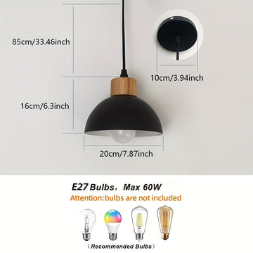 1 pieza de lámpara colgante semicircular moderna y sencilla con base para bombilla E27, iluminación para mostrador de restaurante o bar, pasillo de cocina, dormitorio (sin bombilla)