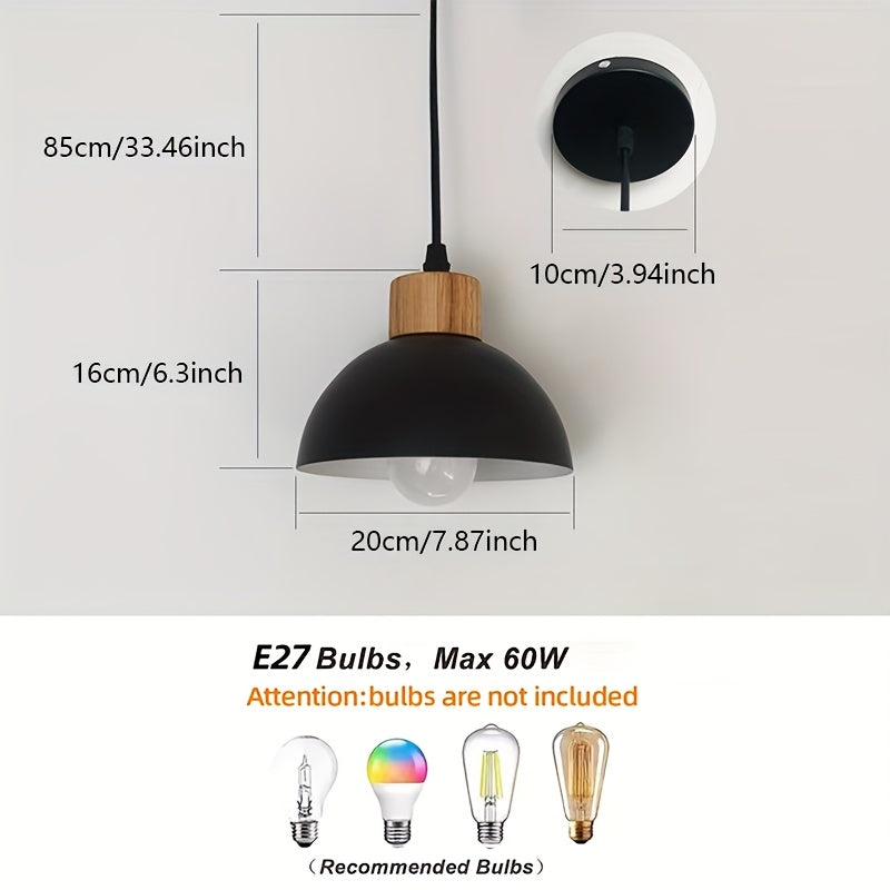 1 pieza de lámpara colgante semicircular moderna y sencilla con base para bombilla E27, iluminación para mostrador de restaurante o bar, pasillo de cocina, dormitorio (sin bombilla)